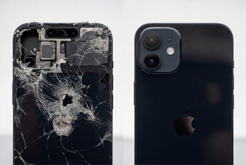 Before vs After iPhone 17e Back Glass Replacement ifixit.org.uk