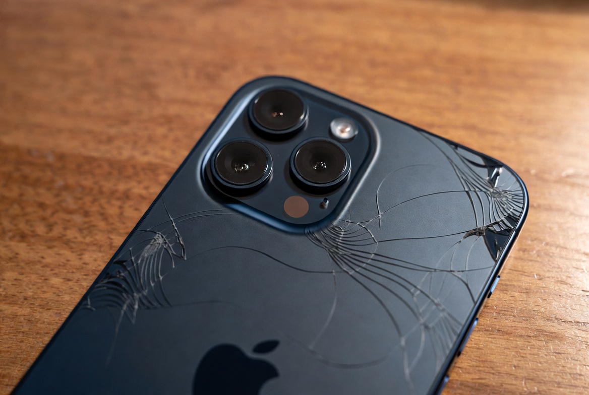 Cracked iPhone 17e Back Glass - ifixit.org.uk