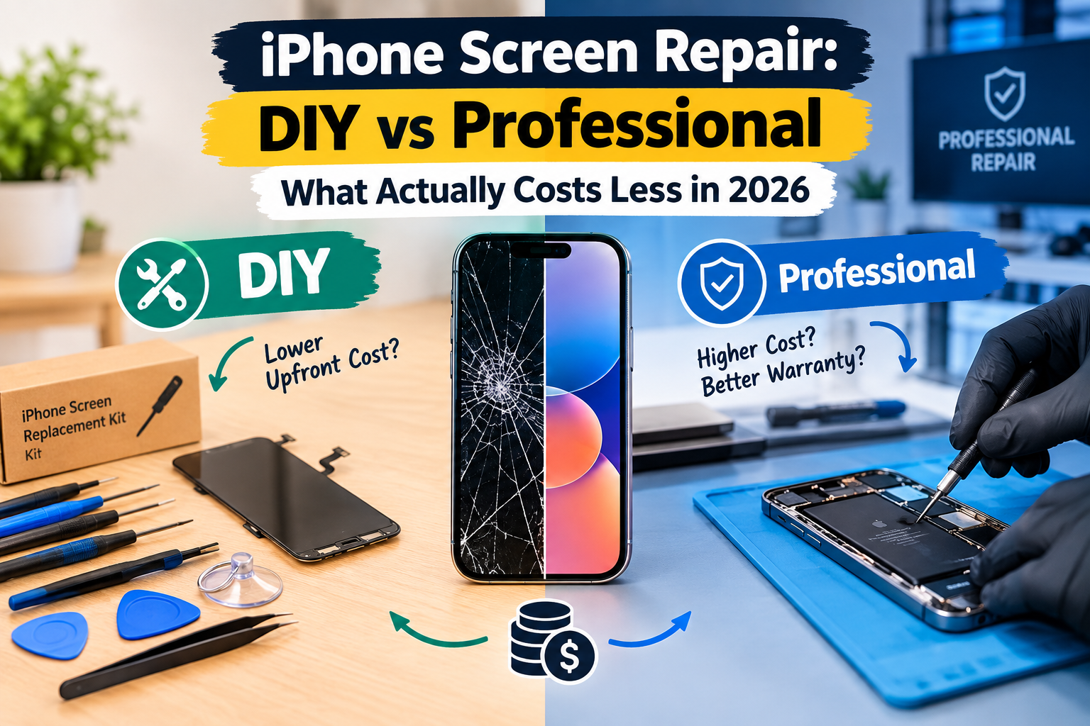 iPhone Screen Repair: DIY vs Professional — What Actually Costs Less in 2026