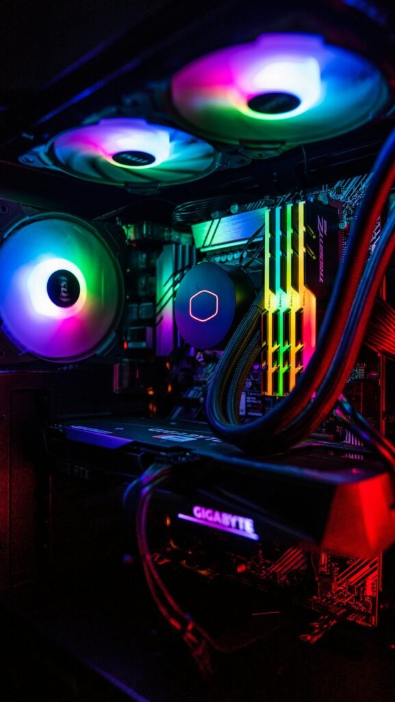 RGB cooling fans inside a desktop PC